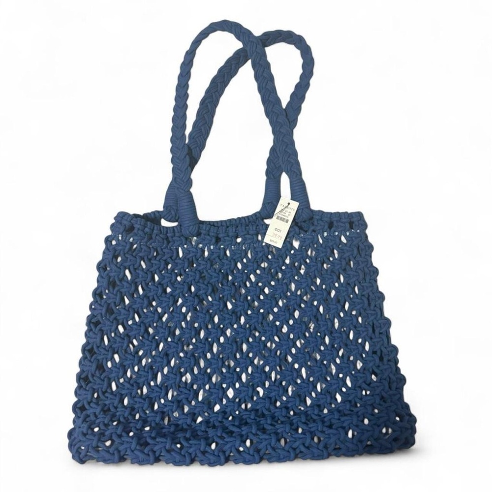Talbots knotted cord tote in blue iris new with tag
